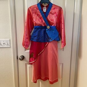 Disney Store Mulan Costume Dress Pink Red Blue Halloween Girls Size 7-8